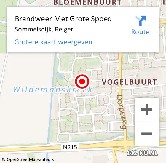 Locatie op kaart van de 112 melding: Brandweer Met Grote Spoed Naar Sommelsdijk, Reiger op 8 maart 2017 03:39