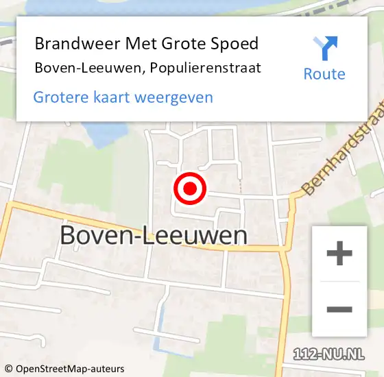 Locatie op kaart van de 112 melding: Brandweer Met Grote Spoed Naar Boven-Leeuwen, Populierenstraat op 8 maart 2017 06:54