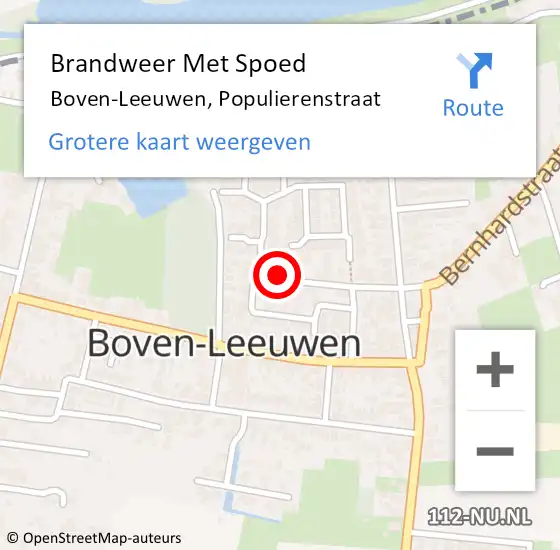 Locatie op kaart van de 112 melding: Brandweer Met Spoed Naar Boven-Leeuwen, Populierenstraat op 8 maart 2017 07:12