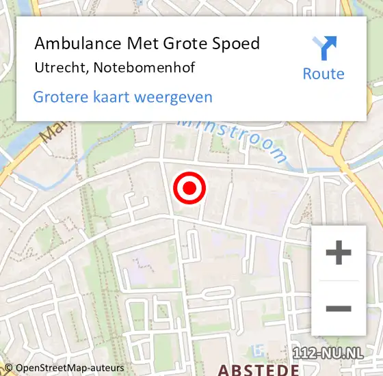 Locatie op kaart van de 112 melding: Ambulance Met Grote Spoed Naar Utrecht, Notebomenhof op 8 maart 2017 07:50