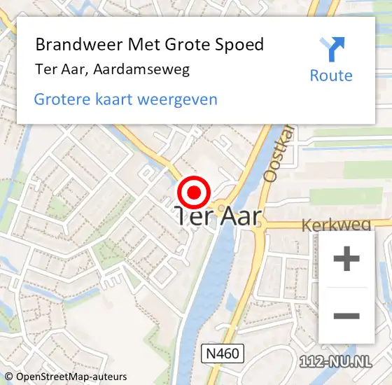 Locatie op kaart van de 112 melding: Brandweer Met Grote Spoed Naar Ter Aar, Aardamseweg op 8 maart 2017 08:50