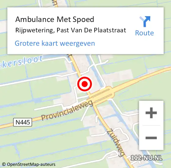 Locatie op kaart van de 112 melding: Ambulance Met Spoed Naar Rijpwetering, Past Van De Plaatstraat op 8 maart 2017 09:01