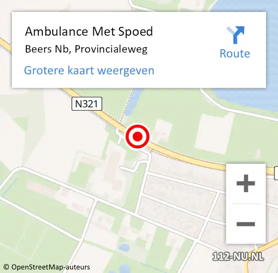 Locatie op kaart van de 112 melding: Ambulance Met Spoed Naar Beers Nb, Provincialeweg op 8 maart 2017 09:34