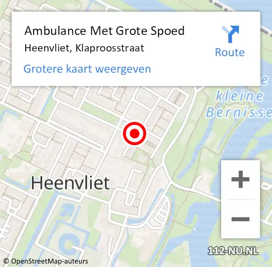 Locatie op kaart van de 112 melding: Ambulance Met Grote Spoed Naar Heenvliet, Klaproosstraat op 8 maart 2017 09:47