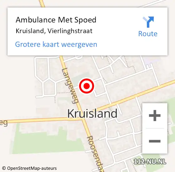 Locatie op kaart van de 112 melding: Ambulance Met Spoed Naar Kruisland, Vierlinghstraat op 8 maart 2017 09:47