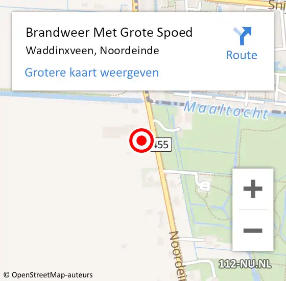 Locatie op kaart van de 112 melding: Brandweer Met Grote Spoed Naar Waddinxveen, Noordeinde op 8 maart 2017 10:21