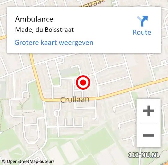 Locatie op kaart van de 112 melding: Ambulance Made, du Boisstraat op 13 januari 2014 12:24