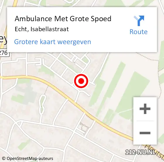 Locatie op kaart van de 112 melding: Ambulance Met Grote Spoed Naar Echt, Isabellastraat op 8 maart 2017 10:51