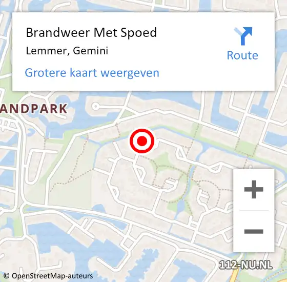 Locatie op kaart van de 112 melding: Brandweer Met Spoed Naar Lemmer, Gemini op 8 maart 2017 11:13