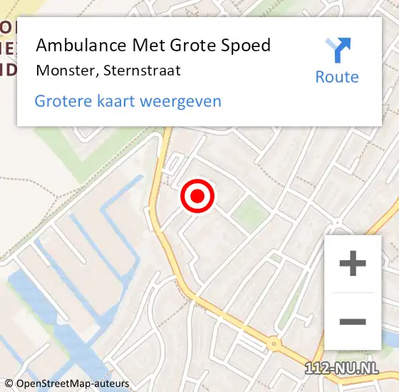 Locatie op kaart van de 112 melding: Ambulance Met Grote Spoed Naar Monster, Sternstraat op 8 maart 2017 11:17