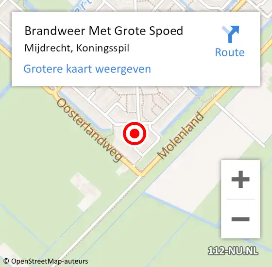 Locatie op kaart van de 112 melding: Brandweer Met Grote Spoed Naar Mijdrecht, Koningsspil op 8 maart 2017 12:08