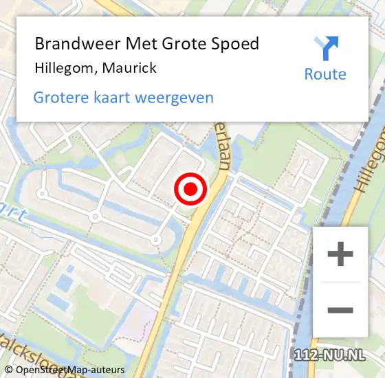 Locatie op kaart van de 112 melding: Brandweer Met Grote Spoed Naar Hillegom, Maurick op 8 maart 2017 13:29