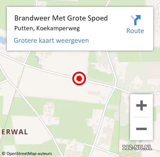 Locatie op kaart van de 112 melding: Brandweer Met Grote Spoed Naar Putten, Koekamperweg op 8 maart 2017 13:51