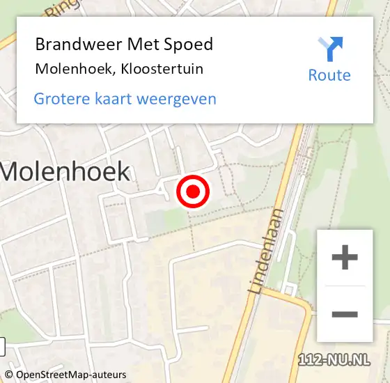 Locatie op kaart van de 112 melding: Brandweer Met Spoed Naar Molenhoek, Kloostertuin op 8 maart 2017 14:22
