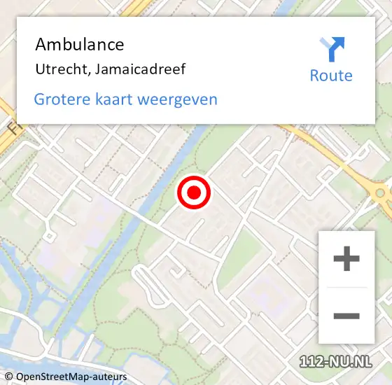 Locatie op kaart van de 112 melding: Ambulance Utrecht, Jamaicadreef op 8 maart 2017 14:47