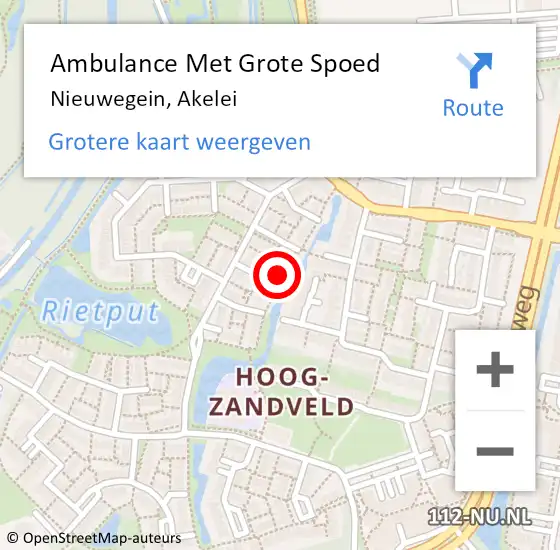 Locatie op kaart van de 112 melding: Ambulance Met Grote Spoed Naar Nieuwegein, Akelei op 13 januari 2014 12:51