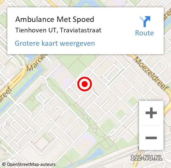 Locatie op kaart van de 112 melding: Ambulance Met Spoed Naar Tienhoven UT, Traviatastraat op 8 maart 2017 16:10