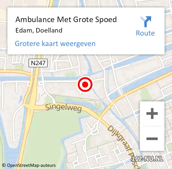 Locatie op kaart van de 112 melding: Ambulance Met Grote Spoed Naar Edam, Doelland op 8 maart 2017 16:19