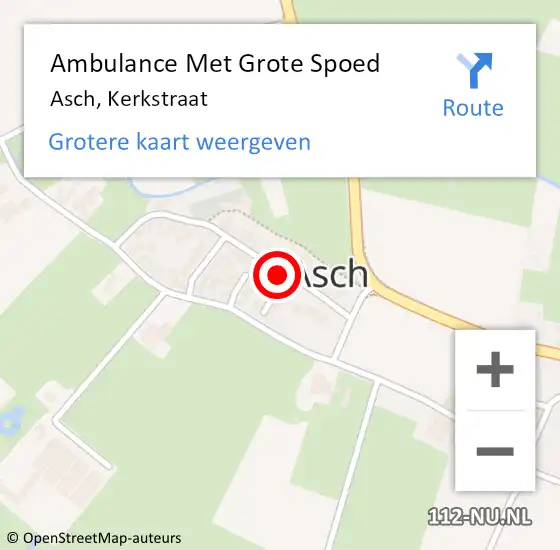 Locatie op kaart van de 112 melding: Ambulance Met Grote Spoed Naar Asch, Kerkstraat op 8 maart 2017 17:24