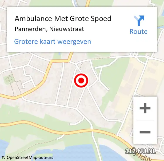 Locatie op kaart van de 112 melding: Ambulance Met Grote Spoed Naar Pannerden, Nieuwstraat op 8 maart 2017 17:46