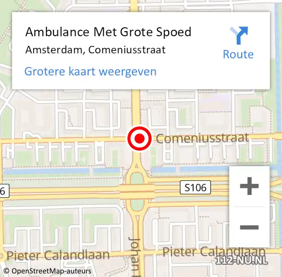 Locatie op kaart van de 112 melding: Ambulance Met Grote Spoed Naar Amsterdam, Comeniusstraat op 8 maart 2017 17:57
