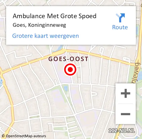 Locatie op kaart van de 112 melding: Ambulance Met Grote Spoed Naar Goes, Koninginneweg op 8 maart 2017 18:44