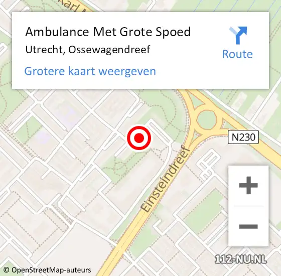 Locatie op kaart van de 112 melding: Ambulance Met Grote Spoed Naar Utrecht, Ossewagendreef op 8 maart 2017 18:51