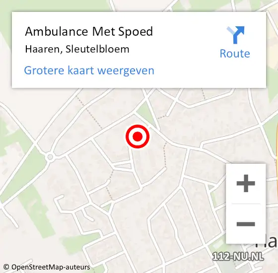 Locatie op kaart van de 112 melding: Ambulance Met Spoed Naar Haaren, Sleutelbloem op 8 maart 2017 18:56