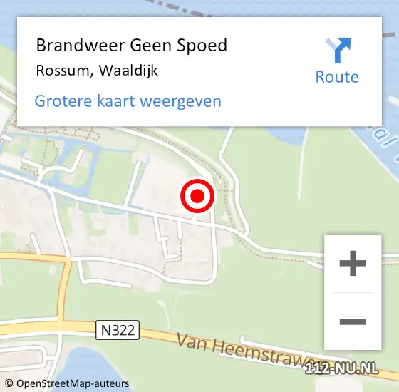 Locatie op kaart van de 112 melding: Brandweer Geen Spoed Naar Rossum, Waaldijk op 8 maart 2017 19:01