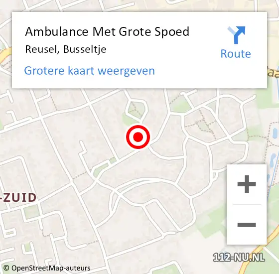 Locatie op kaart van de 112 melding: Ambulance Met Grote Spoed Naar Reusel, Busseltje op 8 maart 2017 20:02