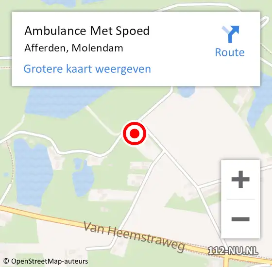 Locatie op kaart van de 112 melding: Ambulance Met Spoed Naar Afferden, Molendam op 8 maart 2017 20:15