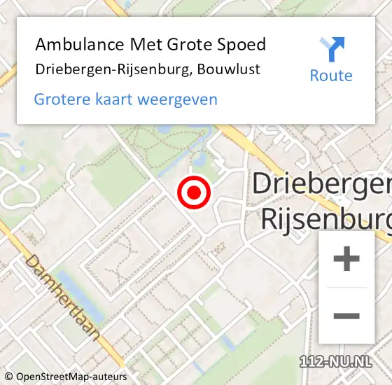 Locatie op kaart van de 112 melding: Ambulance Met Grote Spoed Naar Driebergen-Rijsenburg, Bouwlust op 8 maart 2017 20:26