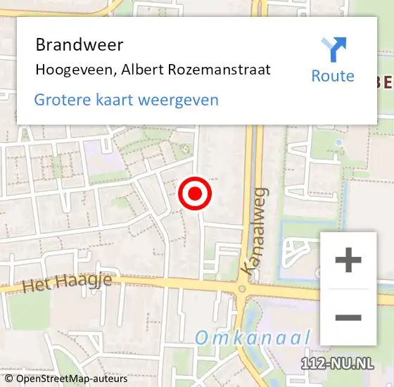 Locatie op kaart van de 112 melding: Brandweer Hoogeveen, Albert Rozemanstraat op 13 januari 2014 13:07