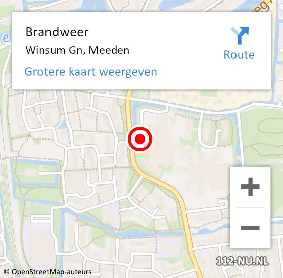 Locatie op kaart van de 112 melding: Brandweer Winsum Gn, Meeden op 13 januari 2014 13:08