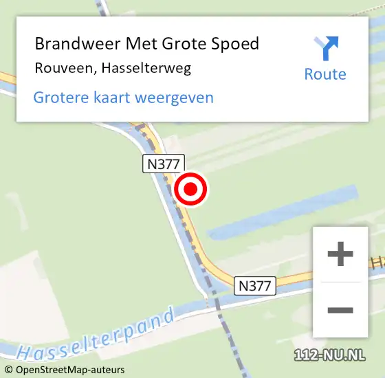 Locatie op kaart van de 112 melding: Brandweer Met Grote Spoed Naar Rouveen, Hasselterweg op 8 maart 2017 20:46