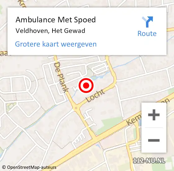 Locatie op kaart van de 112 melding: Ambulance Met Spoed Naar Veldhoven, Het Gewad op 9 maart 2017 01:18