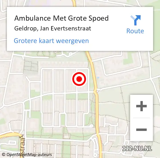 Locatie op kaart van de 112 melding: Ambulance Met Grote Spoed Naar Geldrop, Jan Evertsenstraat op 9 maart 2017 01:29