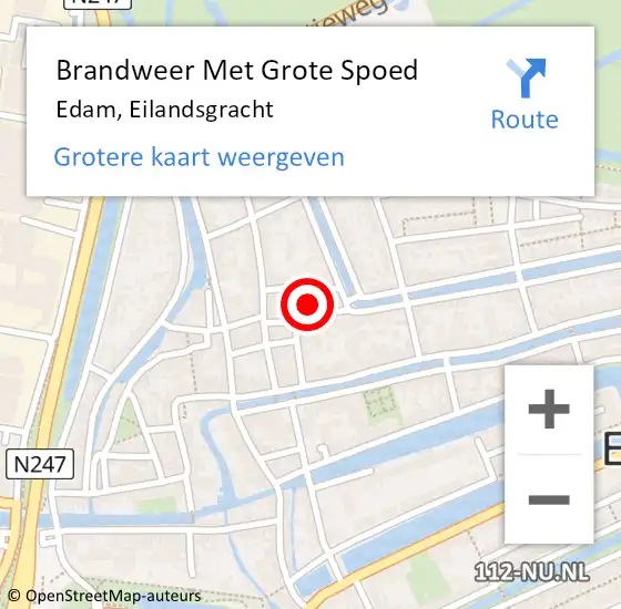 Locatie op kaart van de 112 melding: Brandweer Met Grote Spoed Naar Edam, Eilandsgracht op 9 maart 2017 01:35