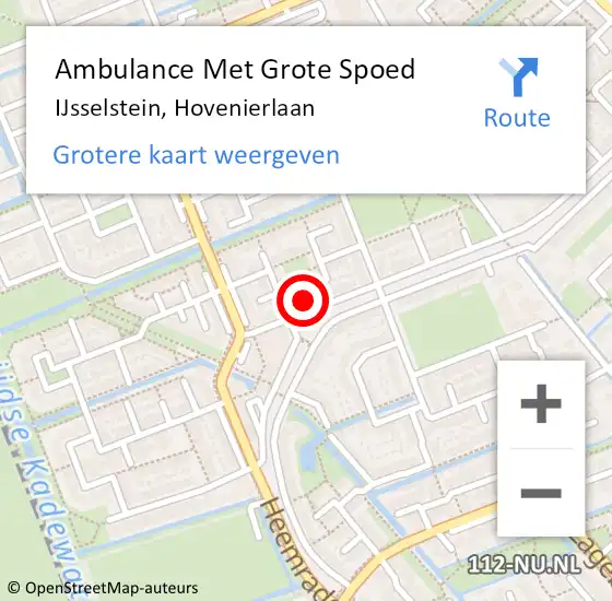 Locatie op kaart van de 112 melding: Ambulance Met Grote Spoed Naar IJsselstein, Hovenierlaan op 9 maart 2017 04:20