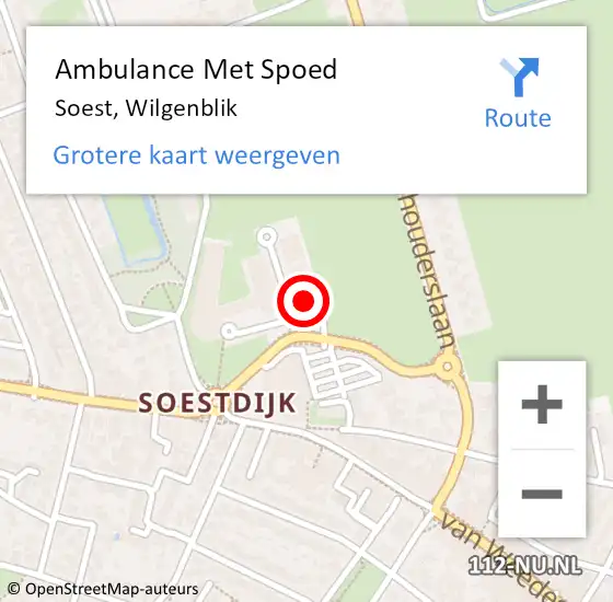 Locatie op kaart van de 112 melding: Ambulance Met Spoed Naar Soest, Wilgenblik op 9 maart 2017 05:26