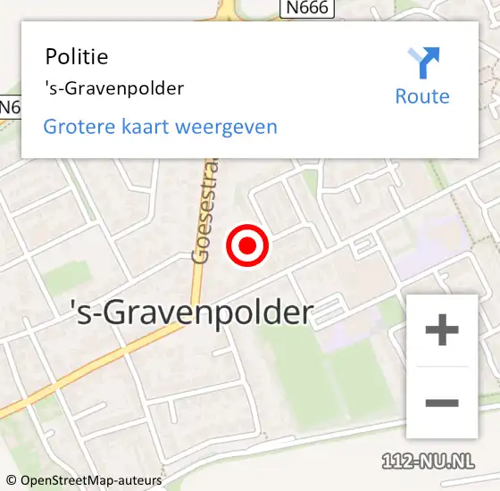 Locatie op kaart van de 112 melding: Politie 's-Gravenpolder op 9 maart 2017 08:00