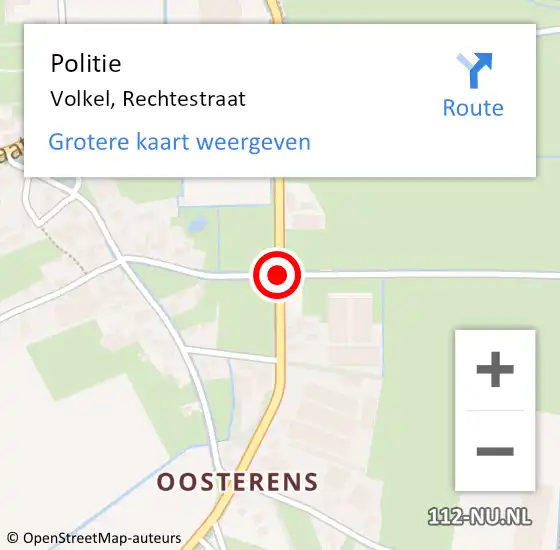 Locatie op kaart van de 112 melding: Politie Volkel, Rechtestraat op 9 maart 2017 08:06