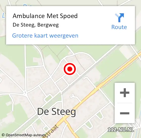 Locatie op kaart van de 112 melding: Ambulance Met Spoed Naar De Steeg, Bergweg op 9 maart 2017 08:09