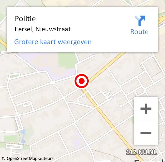 Locatie op kaart van de 112 melding: Politie Eersel, Nieuwstraat op 9 maart 2017 08:23