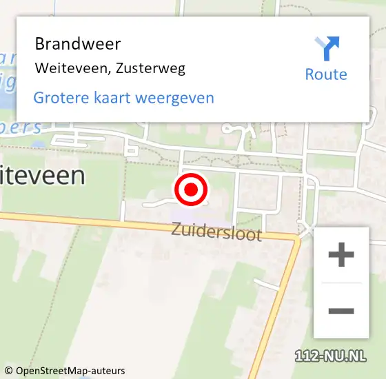 Locatie op kaart van de 112 melding: Brandweer Weiteveen, Zusterweg op 9 maart 2017 08:40