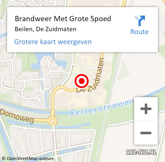 Locatie op kaart van de 112 melding: Brandweer Met Grote Spoed Naar Beilen, De Zuidmaten op 9 maart 2017 08:41