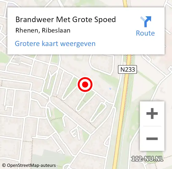 Locatie op kaart van de 112 melding: Brandweer Met Grote Spoed Naar Rhenen, Ribeslaan op 9 maart 2017 09:27