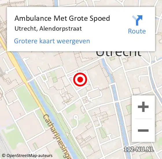 Locatie op kaart van de 112 melding: Ambulance Met Grote Spoed Naar Utrecht, Alendorpstraat op 9 maart 2017 09:28