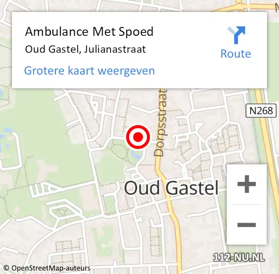 Locatie op kaart van de 112 melding: Ambulance Met Spoed Naar Oud Gastel, Julianastraat op 9 maart 2017 09:33