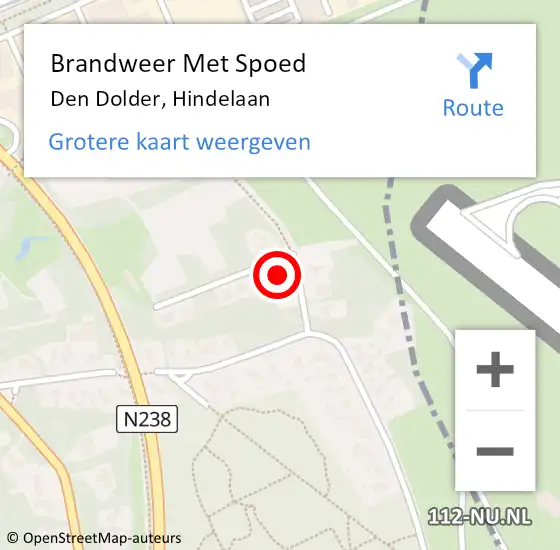 Locatie op kaart van de 112 melding: Brandweer Met Spoed Naar Den Dolder, Hindelaan op 9 maart 2017 10:43